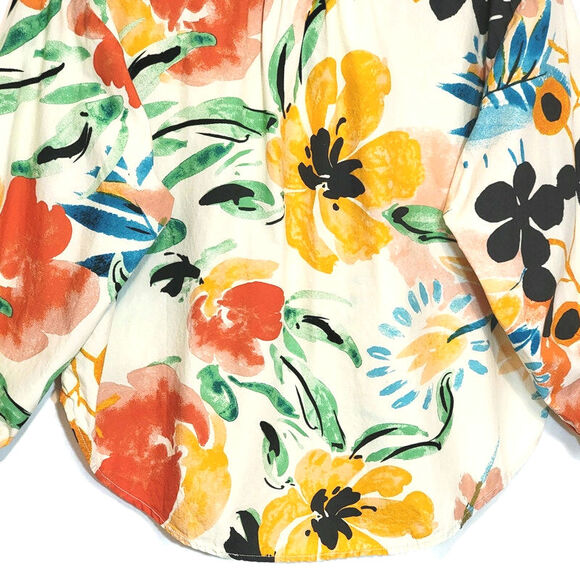 Anthropologie Floral Button Down Shirt Relaxed Fit Long Sleeve Tropical Boho S - Picture 11 of 16